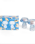 Pack Of 2 Mushroom Candle Holders | Light Blue