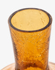 Ball Body Vase Crackled Glass Yellow S