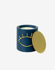 Soy wax concrete candle XL with brass cover | Blue