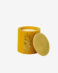 Soy wax concrete candle XL with brass cover | Yellow