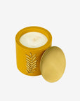 Soy wax concrete candle XL with brass cover | Yellow