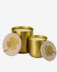 Set of 2 brass candles oiseau / feuille | Pink