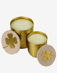 Set of 2 brass candles oiseau / feuille | Pink