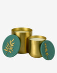 Set of 2 brass candles oiseau / feuille | Green