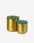 Set of 2 brass candles oiseau / feuille | Green