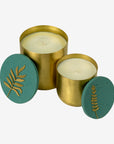 Set of 2 brass candles oiseau / feuille | Green