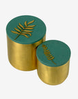 Set of 2 brass candles oiseau / feuille | Green