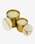 Set of 2 brass candles oiseau / feuille | White