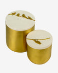 Set of 2 brass candles oiseau / feuille | White
