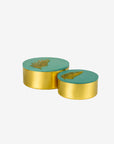 Set of 2 brass boxes | Green