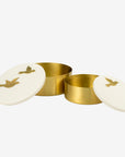 Set of 2 brass boxes | White