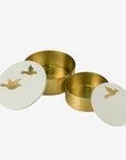 Set of 2 brass boxes | White