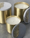 Set of 2 brass candles oiseau / feuille | White