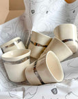 Silver Strip coffee cups 80ml (Set of 6)