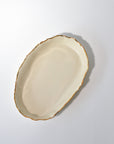Serving deep elongated bowl gold ruff rim