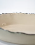 Serving deep elongated bowl silver ruff rim