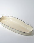Serving deep elongated bowl silver ruff rim