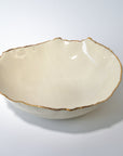 Serving bowl round deep with gold rim - Gold - L - (D35 H14cm)