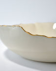 Serving bowl round deep with gold rim - Gold - L - (D35 H14cm)