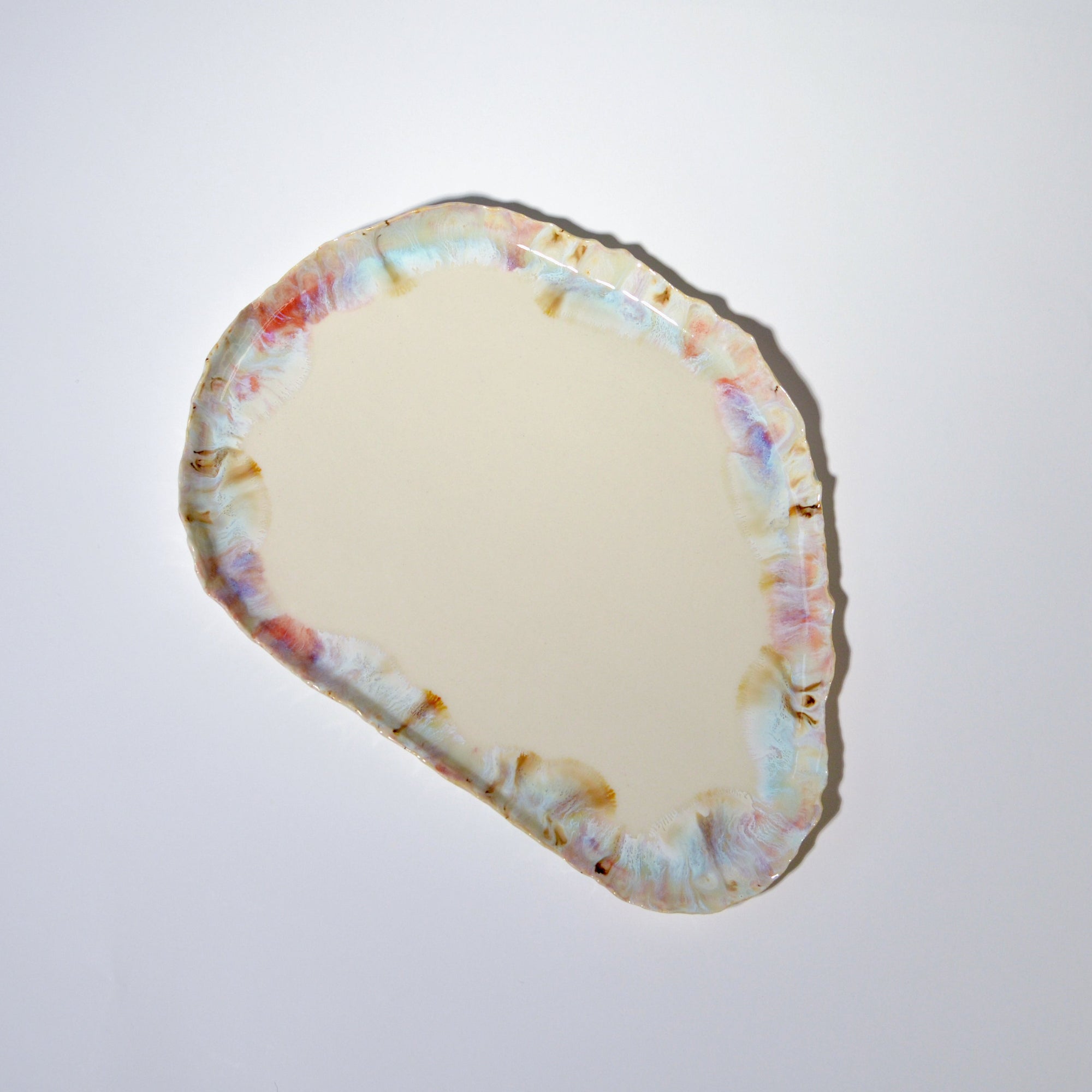 Serving elongated plate - Light blue / Pink - L - (34*26cm)