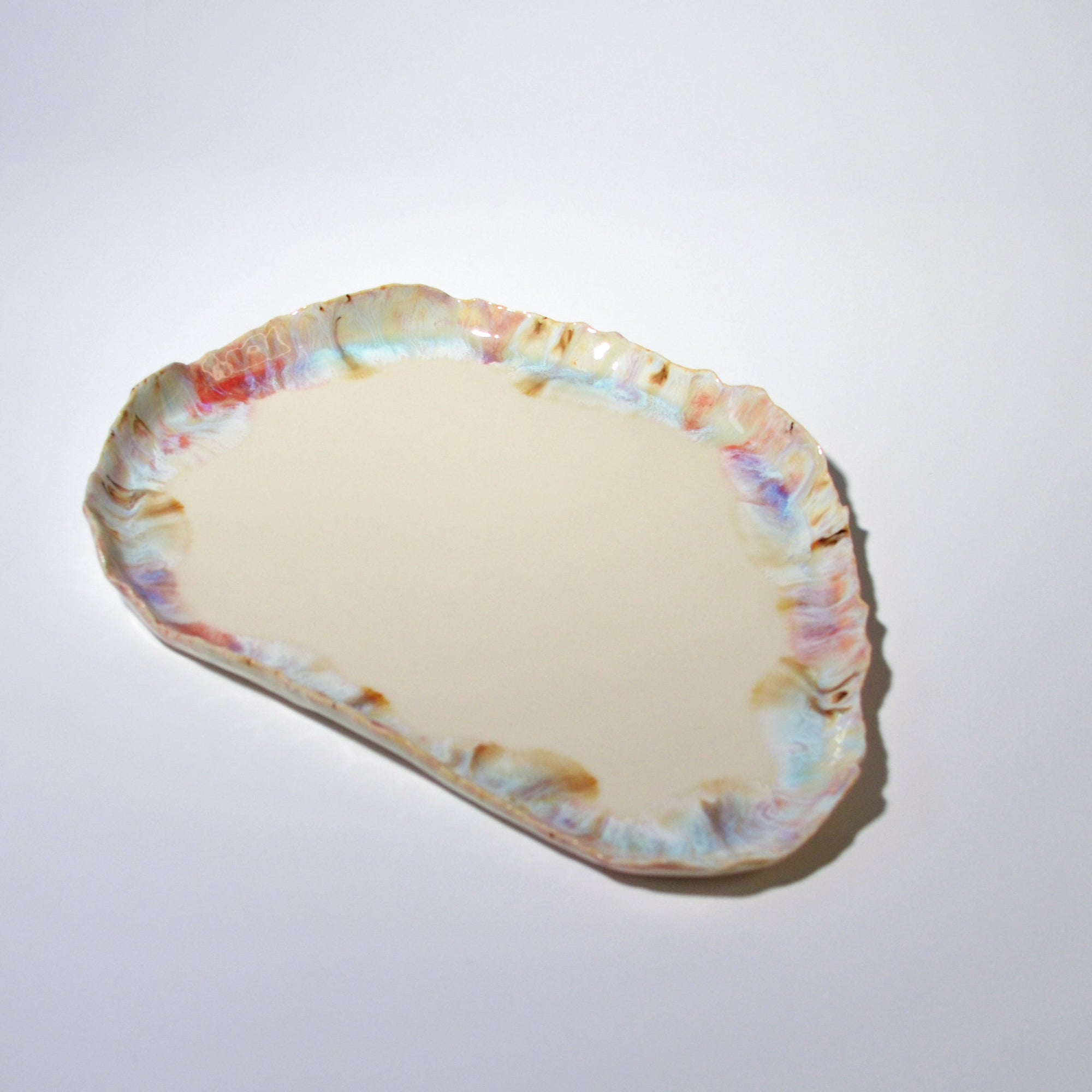 Serving elongated plate - Light blue / Pink - L - (34*26cm)