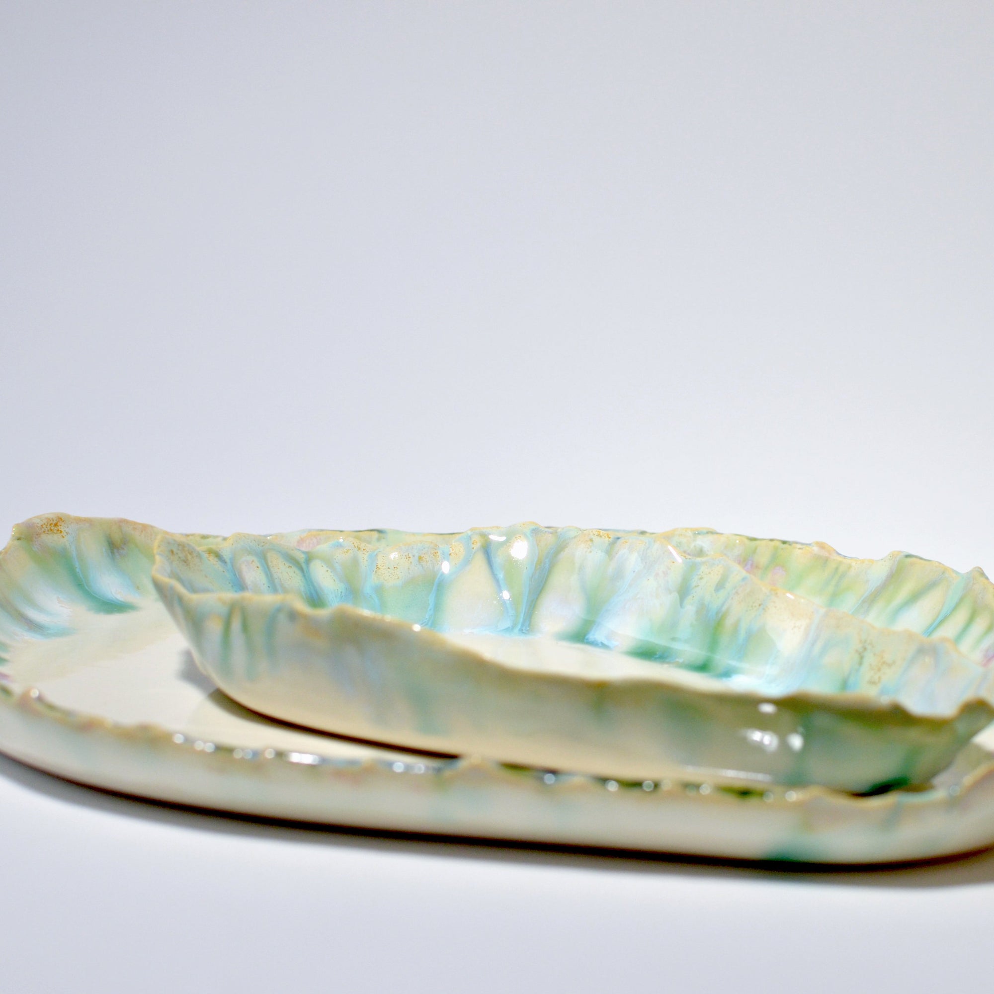 Serving set - Green - L (38*30cm) + XS deep tray (24*13cm)