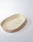 Serving plate elongated deep with texture Rim | Light Pink M (30*14cm H5cm)