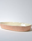 Serving plate elongated deep with texture Rim | Light Pink M (30*14cm H5cm)