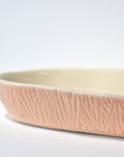 Serving plate elongated deep with texture Rim | Light Pink M (30*14cm H5cm)