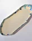 Serving elongated plate high rim - Blue / Green - L - (45*14cm H5cm)
