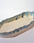 Serving elongated plate high rim - Blue / Green - L - (45*14cm H5cm)