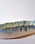 Serving elongated plate high rim - Blue / Green - L - (45*14cm H5cm)