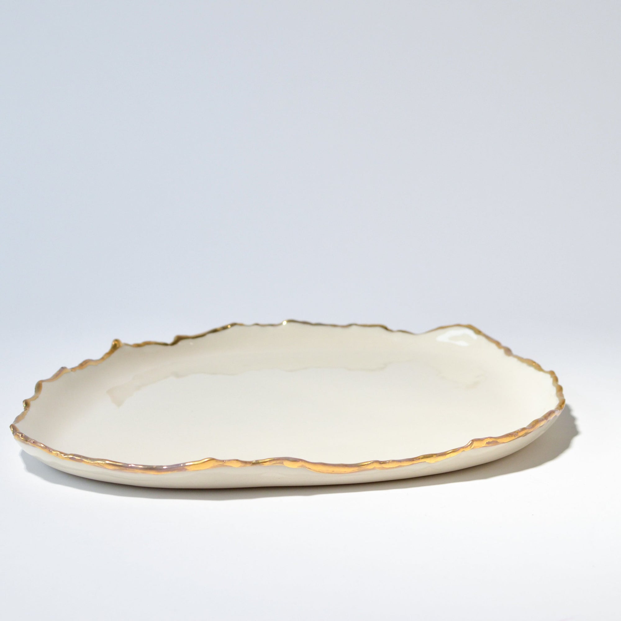 Serving trays elongated gold ruff rim - Gold