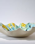 Sculptural bowl without texture - Green / Yellow - XL - (D40 H18cm)