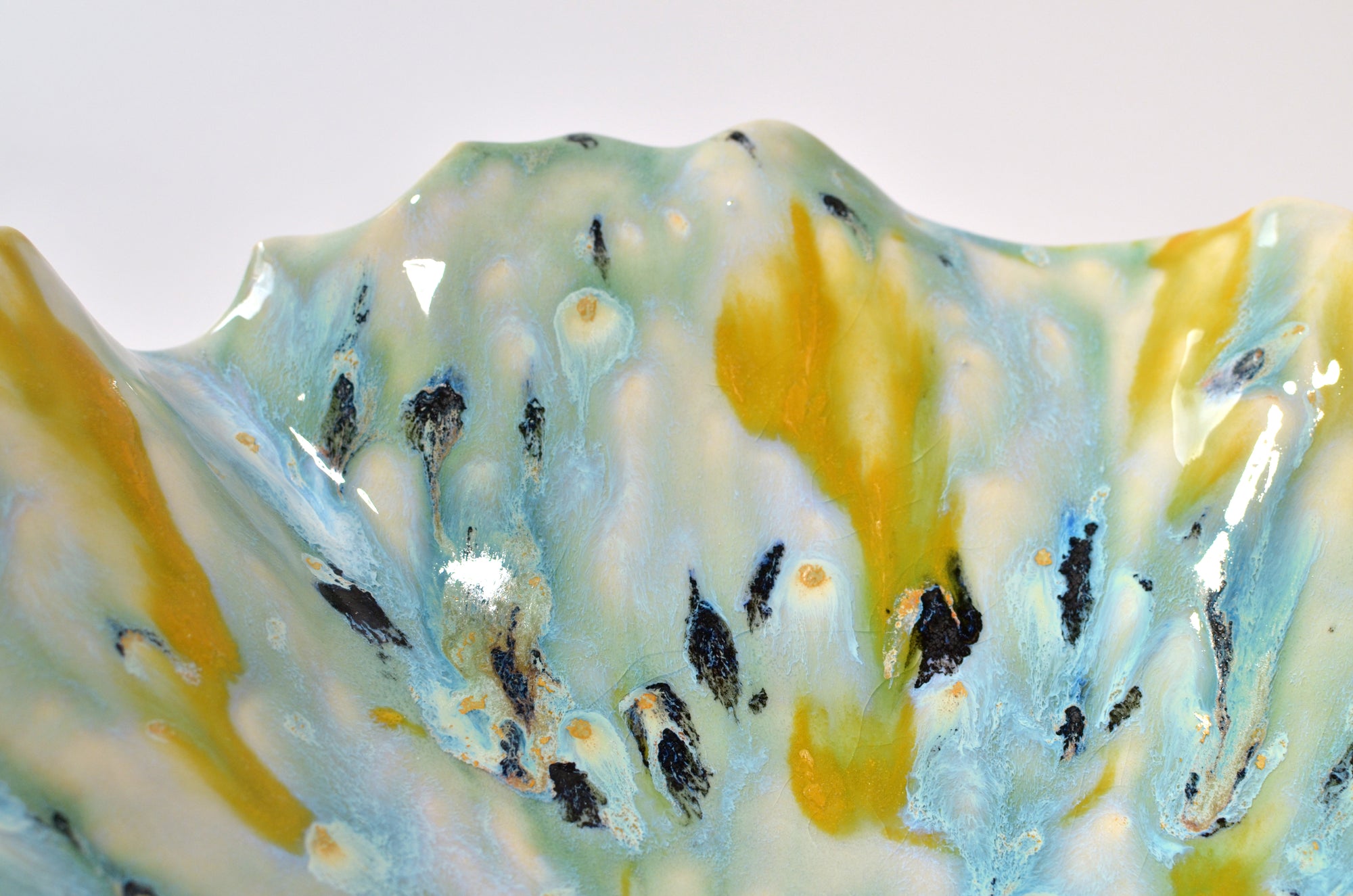Sculptural bowl without texture - Green / Yellow - XL - (D40 H18cm)