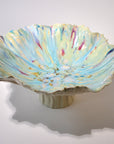 Sc Pedestal bowl with texture - Light Green/pink XL (D40 H18cm)