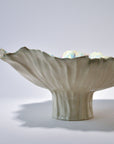 Sc Pedestal bowl with texture - Light Green/pink XL (D40 H18cm)