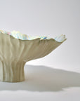 Sc Pedestal bowl with texture - Light Green/pink XL (D40 H18cm)
