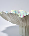 Sc Pedestal bowl with texture - Light Green/pink XL (D40 H18cm)