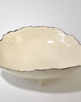 Deep bowl on leg with silver ruff rim