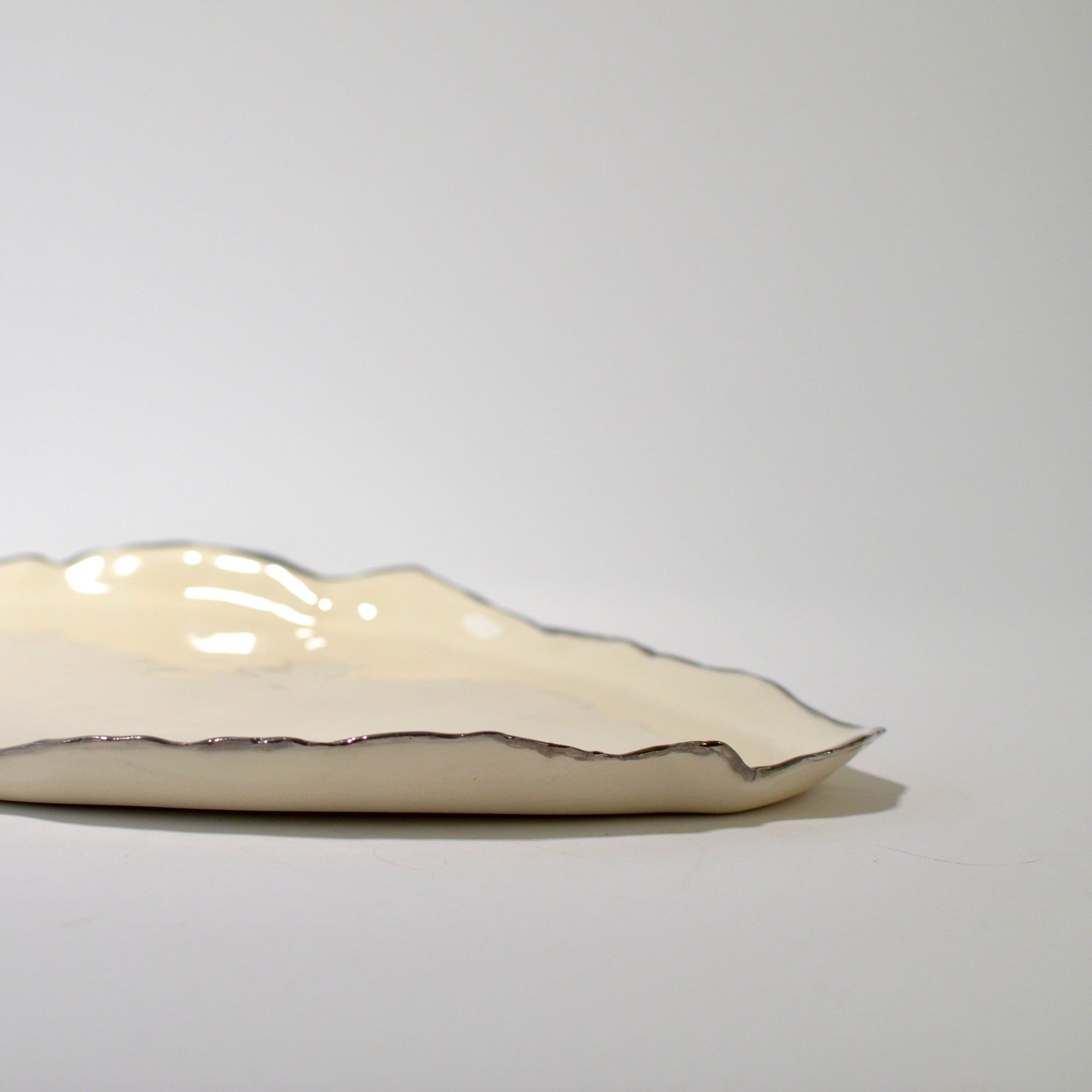 Serving trays elongated ruff rim - Silver