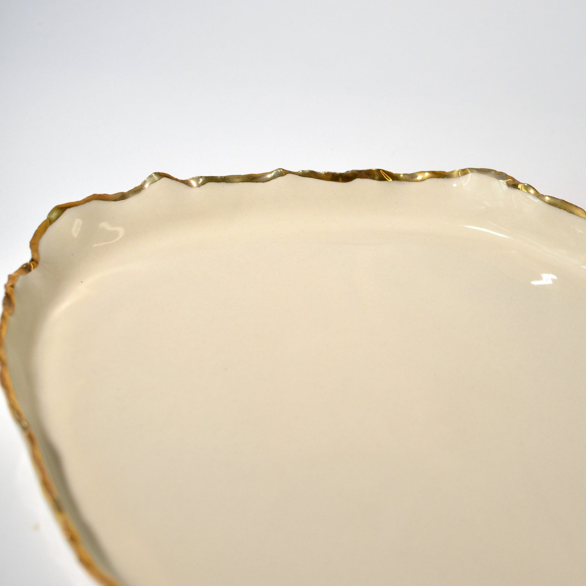 Serving trays elongated gold ruff rim - Gold