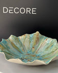 Sculptural bowl without texture - Green / pink - L - (D35 H14cm)