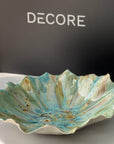 Sculptural bowl without texture - Green / pink - L - (D35 H14cm)