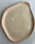 Serving plate elongated with texture rim - Light pink - XL - (38*30cm)