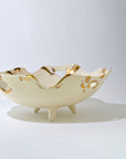 XL Lace Serving Bowls on 3 legs D40 H18cm Gold Rim