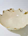 XL Lace Serving Bowls on 3 legs D40 H18cm Gold Rim