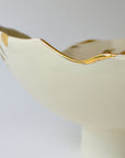 XL Lace Serving Bowls Pedestal D40 H18cm Gold Rim