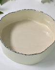 Round deep serving bowl | Silver rim (7cm)