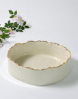 Round deep serving bowl | Gold rim (7cm) - 25 cm